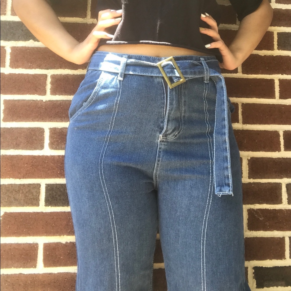 Self Tie Flared Jeans